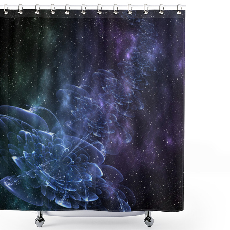 Personality   Abstract Cosmic Cloud, Flowers,  Stars Of A Planet And Galaxy.  Shower Curtains