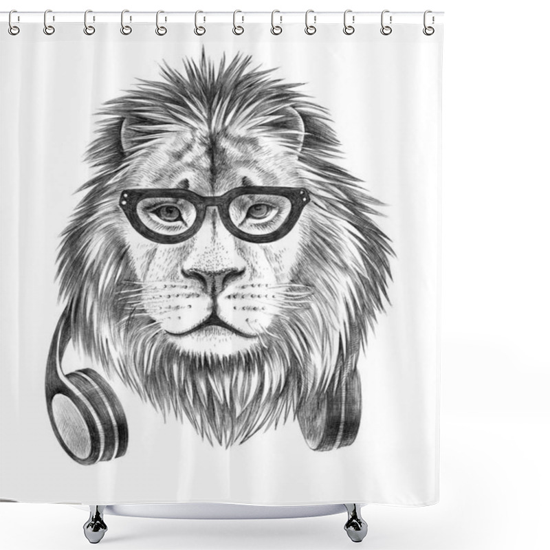 Personality  Hand Drawn Dressed Up Anthropomorphic Lion Shower Curtains