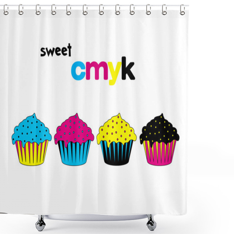 Personality  Cmyk Cupcake Shower Curtains