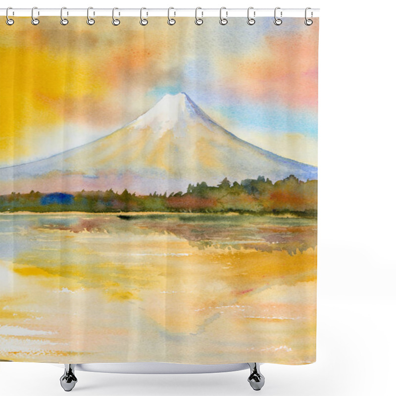 Personality  Mount Fuji, Lake Kawaguchiko, Famous Landmark Of Japan. Shower Curtains