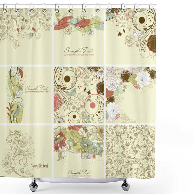 Personality  Floral Greeting Cards Shower Curtains