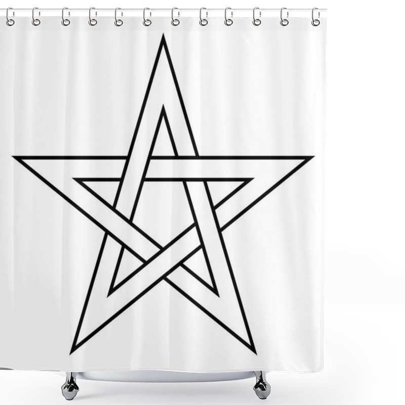 Personality  Pentagram Sign - Five-pointed Star. Magical Symbol Of Faith. Simple Flat White Illustration With Black Outline Shower Curtains