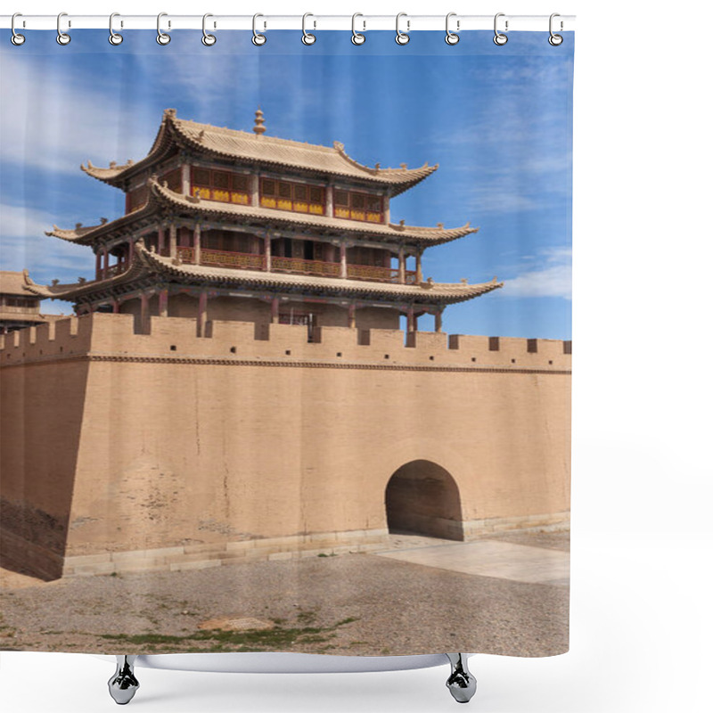 Personality  Detail Of A Tower Of The Jiayuguan Fort Near The City Of  Jiayuguan In The Gansu Province, China Shower Curtains