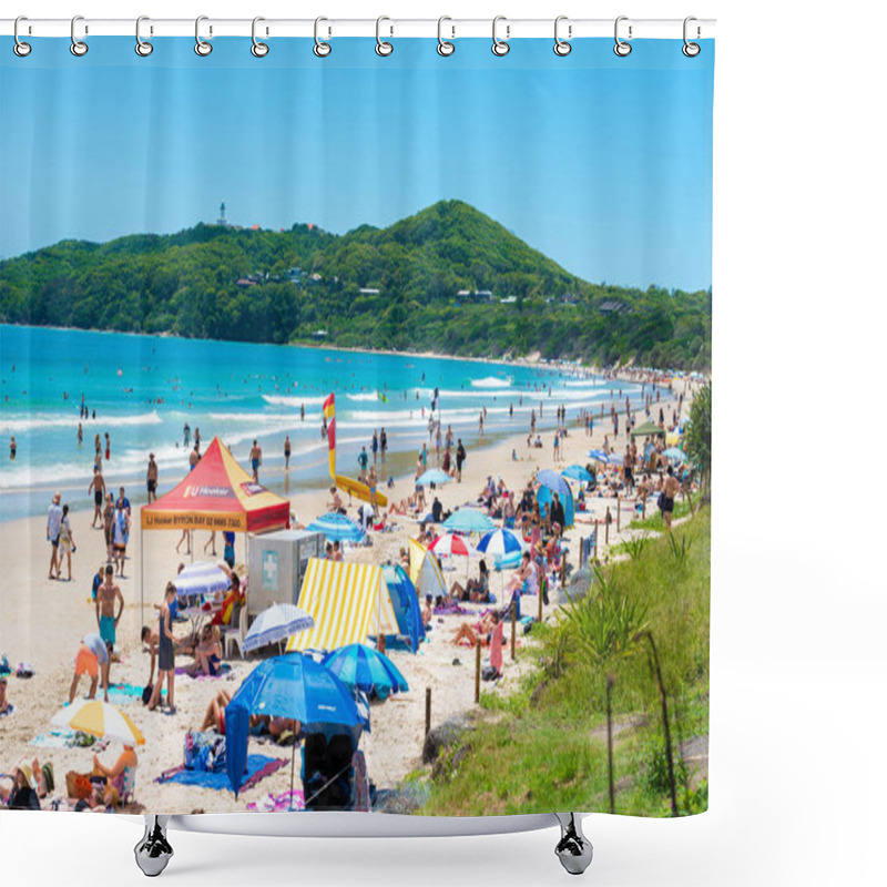 Personality  People Enjoying The Sunny Weather On The Beach At Byron Bay, NSW, Australia Shower Curtains