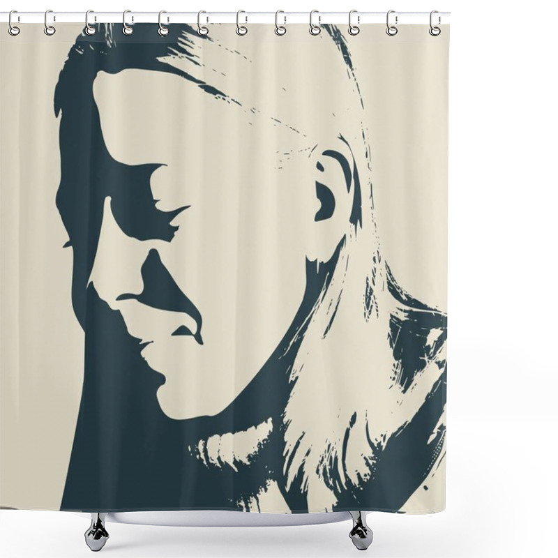 Personality  Silhouette Of A Female Head. Shower Curtains