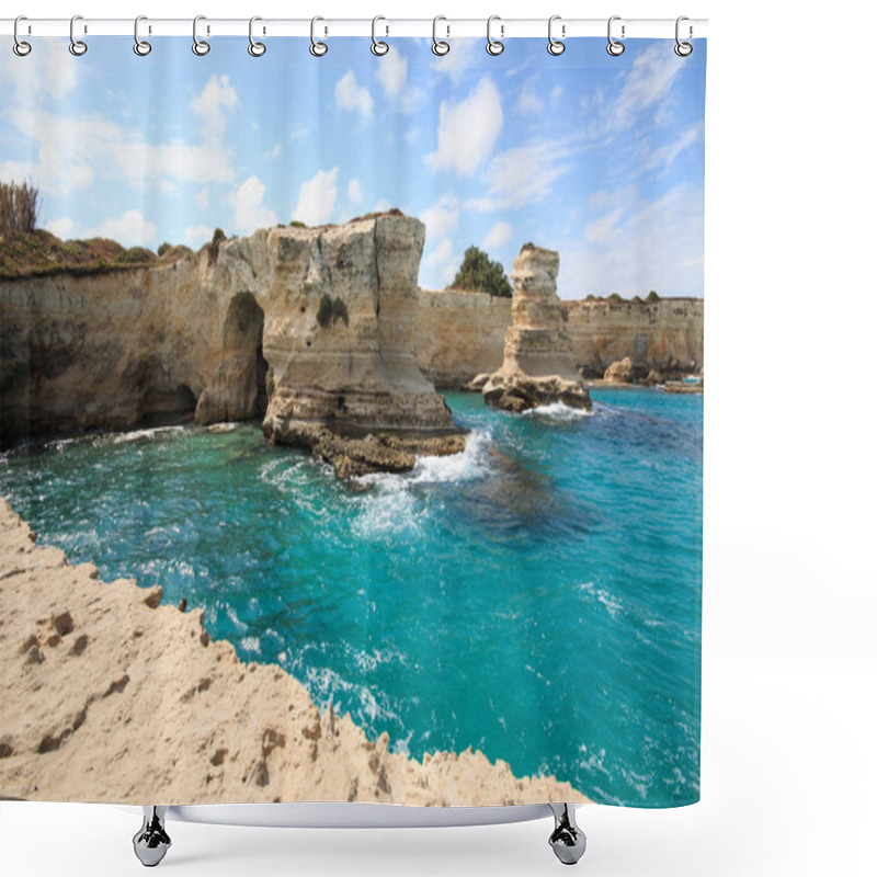 Personality  Cliff In Torre Sant'Andrea - Salento, Puglia Shower Curtains