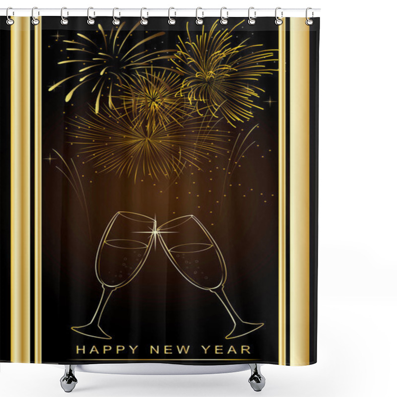 Personality  Happy New Year Card Shower Curtains