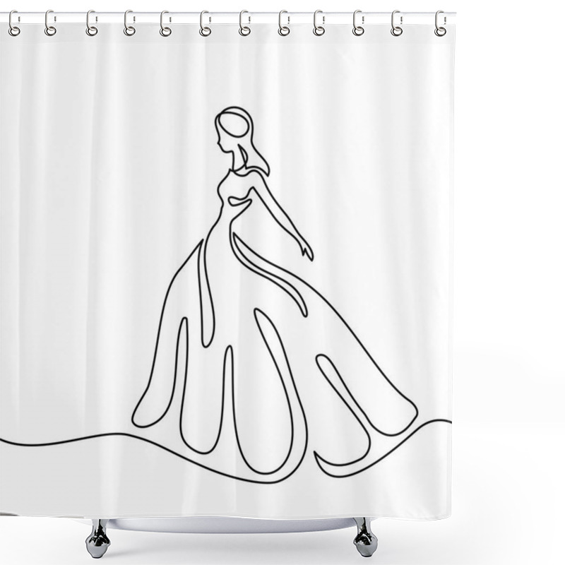 Personality  Silhouette Of A Slender Bride In Long Dress Shower Curtains