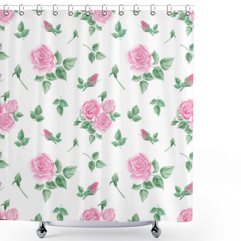 Personality  Roses Seamless Rose Pattern. Pink Roses. Flowers, Blooming. Home Interior. Home Textiles. Scrubbooking. Wallpaper. Rose Print. Watercolor, Texture. Vintage Shower Curtains