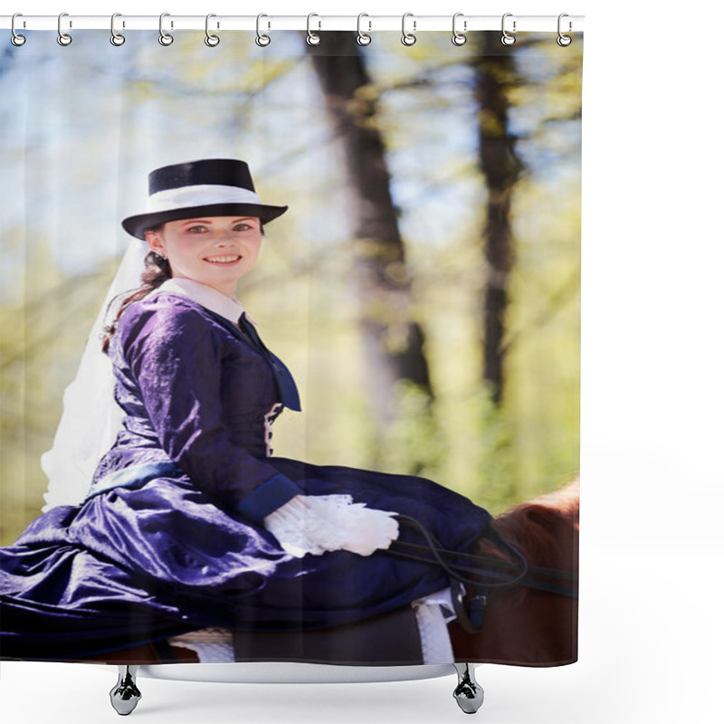 Personality   Portrait Of The Horsewoman. Shower Curtains