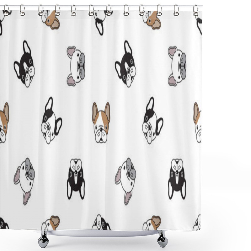 Personality  Dog Seamless Pattern Vector French Bulldog Pug Scarf Isolated Wallpaper Repeat Background Shower Curtains