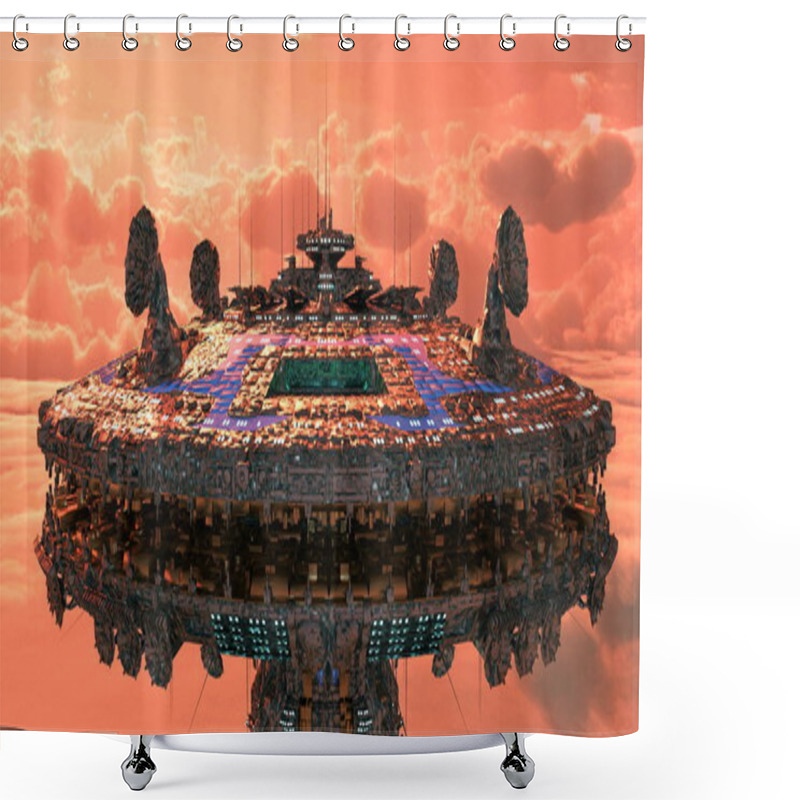 Personality  3D CG Rendering Of Space Station Shower Curtains