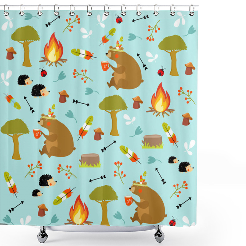 Personality  Summer Forest Seamless Pattern Shower Curtains