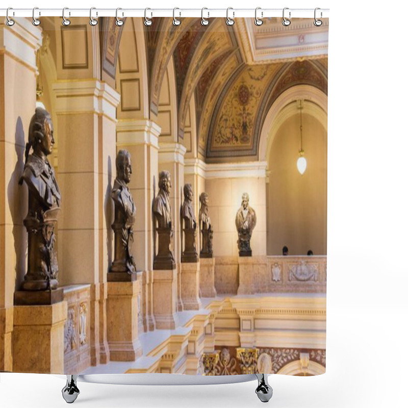 Personality  PRAGUE, CZECH REPUBLIC - Nov 23, 2019: The Interior Of The National Museum In The City Of Prague, Statue Gallery Shower Curtains