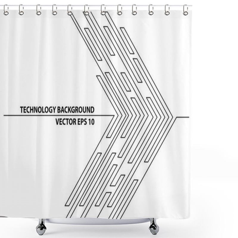 Personality  Abstract Black Line Arrow Circuit Futuristic Technology Network Internet Graphic Design Background Vector Illustration. Shower Curtains