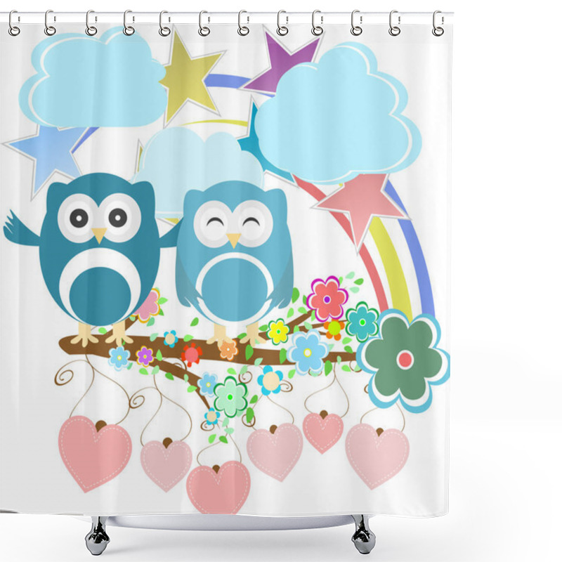 Personality  Set - Owls, Birds, Flowers, Sky, Cloud Shower Curtains