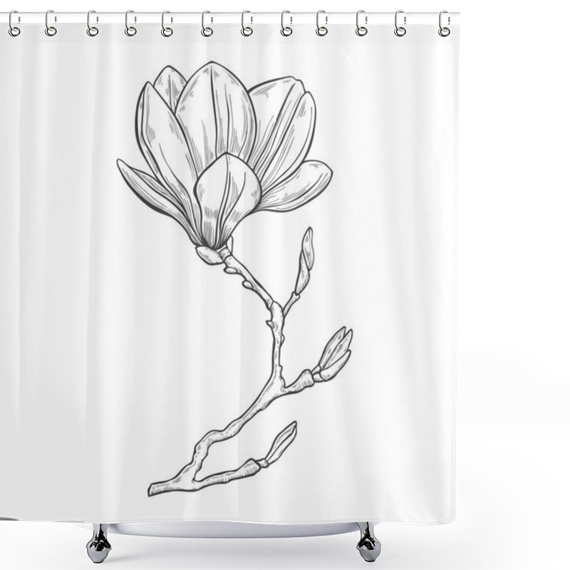 Personality  Hand Drawn Magnolia Flower Shower Curtains