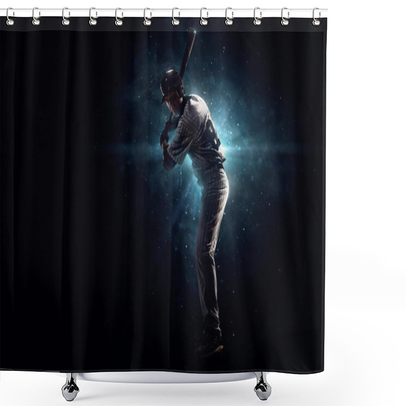 Personality  Professional Baseball Player In The Spotlight Shower Curtains