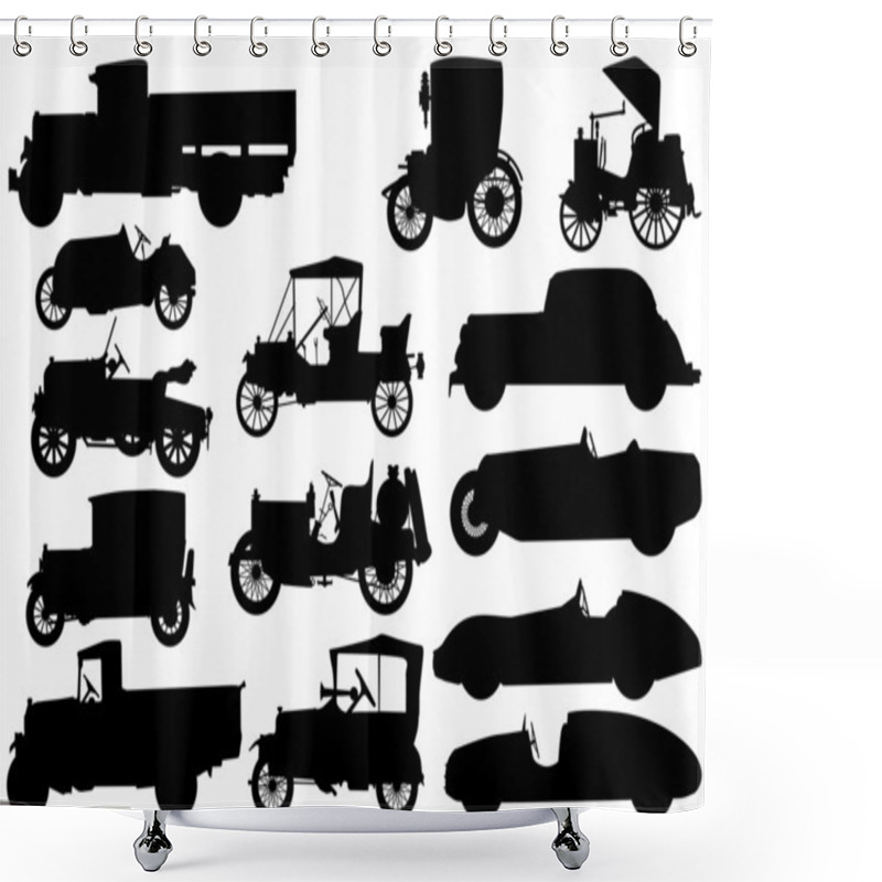 Personality  Set Of Silhouettes Of Classical Cars Shower Curtains