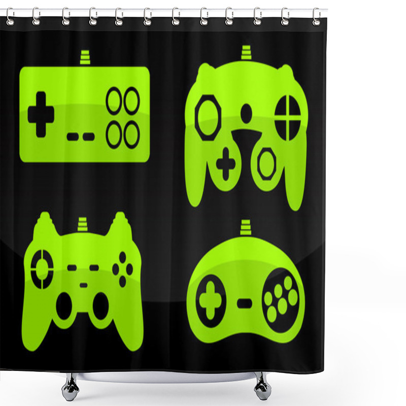 Personality  Vector Illustration Of Gamepad Joysticks. Shower Curtains