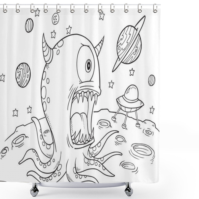 Personality  Space Monster Vector Illustration Art  Shower Curtains