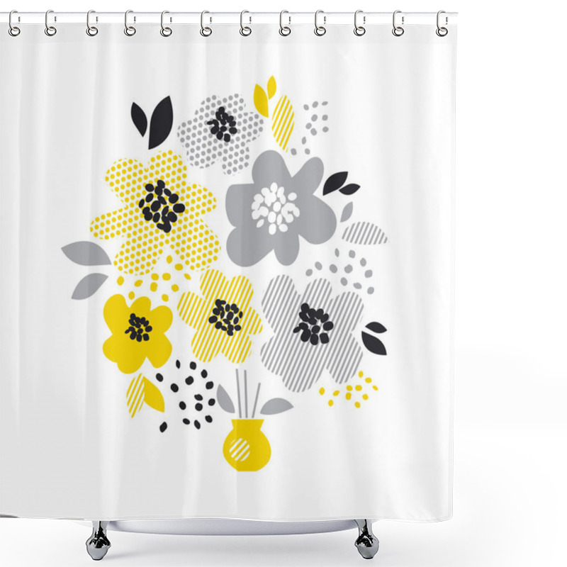 Personality  Contemporary Spring Floral Design  With Yellow Abstract Flowers. Shower Curtains