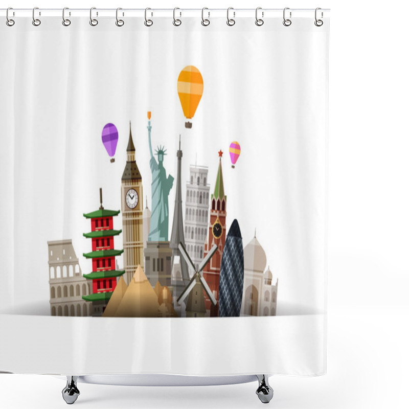 Personality  Travel Vector Logo. Journey, Tour, Trip Icon Shower Curtains