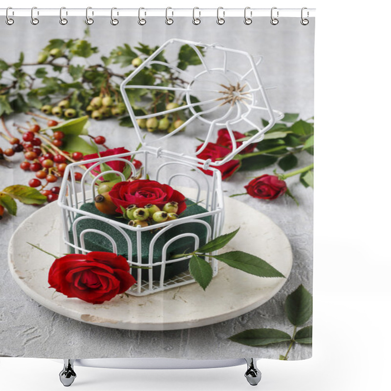 Personality  How To Make Floral Arrangement With Roses And Hawthorn Berries I Shower Curtains