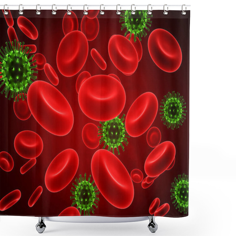 Personality  Virus In Blood Stream. Medical Background. 3d Illustration Shower Curtains