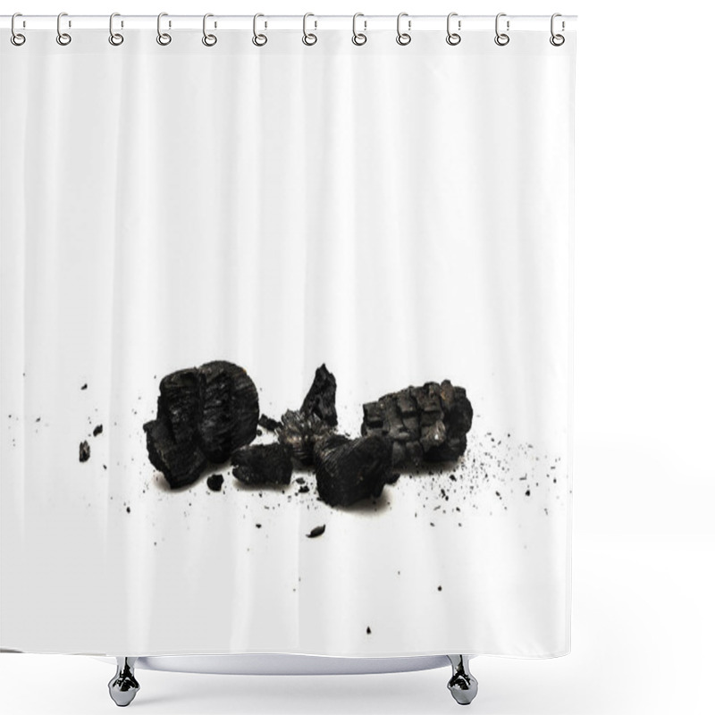 Personality  Black Burnt Firewood With Ash On White Surface Shower Curtains