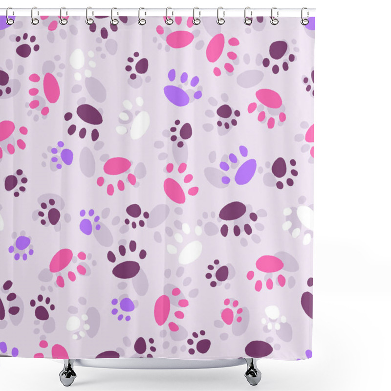 Personality  Cute Animals Paws Print Vector Seamless Background Pattern Shower Curtains