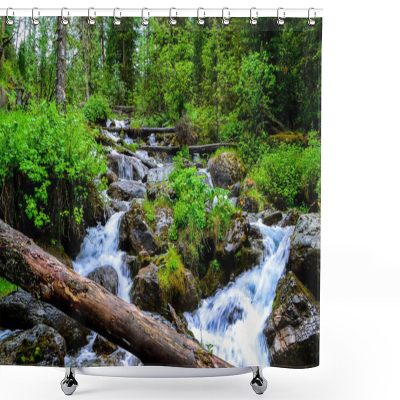 Personality  Mountain Altai Is The Most Beautiful Place In The World. Waterfall Shower Curtains