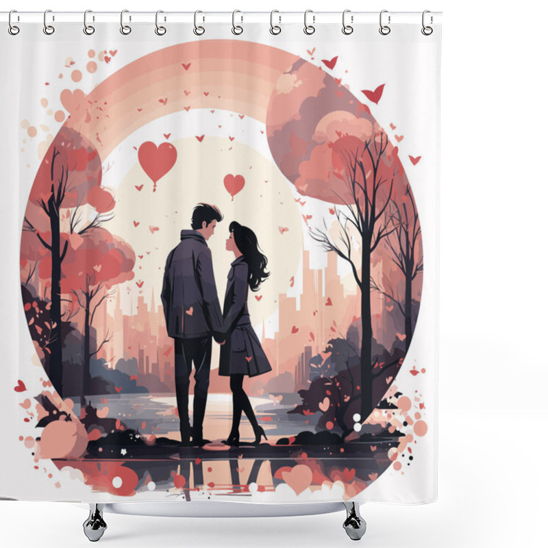 Personality  Man And Woman Standing Next To Each Other In Front Of Trees. Shower Curtains