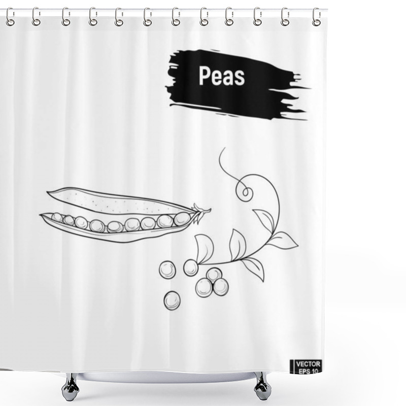 Personality  Green Peas Sketch Outline Shower Curtains