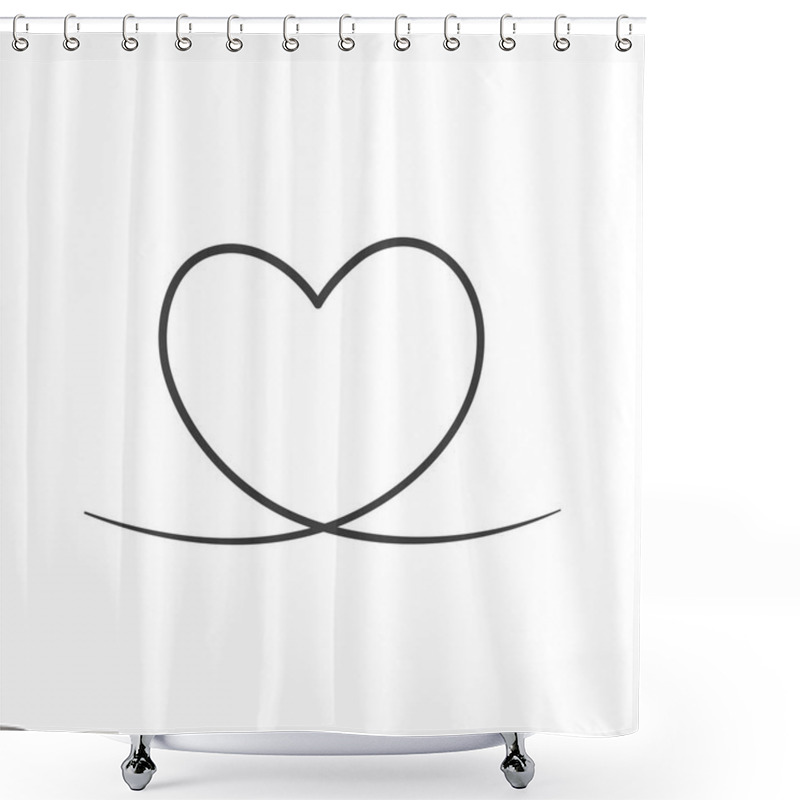 Personality  Heart Line Continuous Icon. Love Outline Symbol. Vector Isolated On White. Shower Curtains