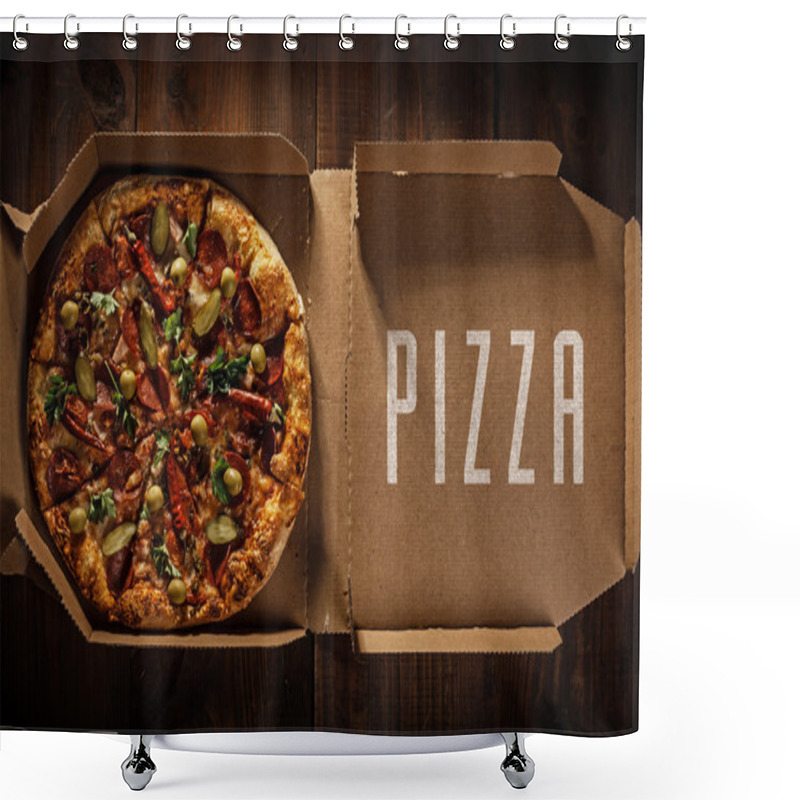 Personality  Pizza In The In Delivery Box Shower Curtains