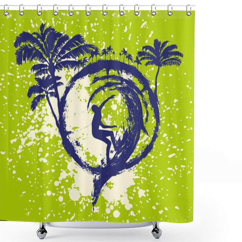 Personality  Pacific Surfer Vector Graphic Design Shower Curtains