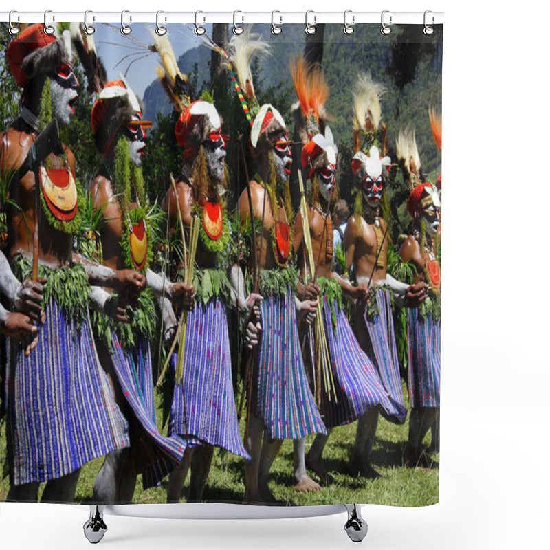 Personality  Dancing Papuans In Papua New Guinea On A Traditional Holiday In Mount Hagen In National Clothes Shower Curtains