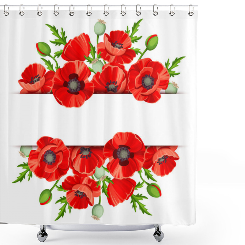 Personality  Background With Red Poppies. Vector Illustration. Shower Curtains