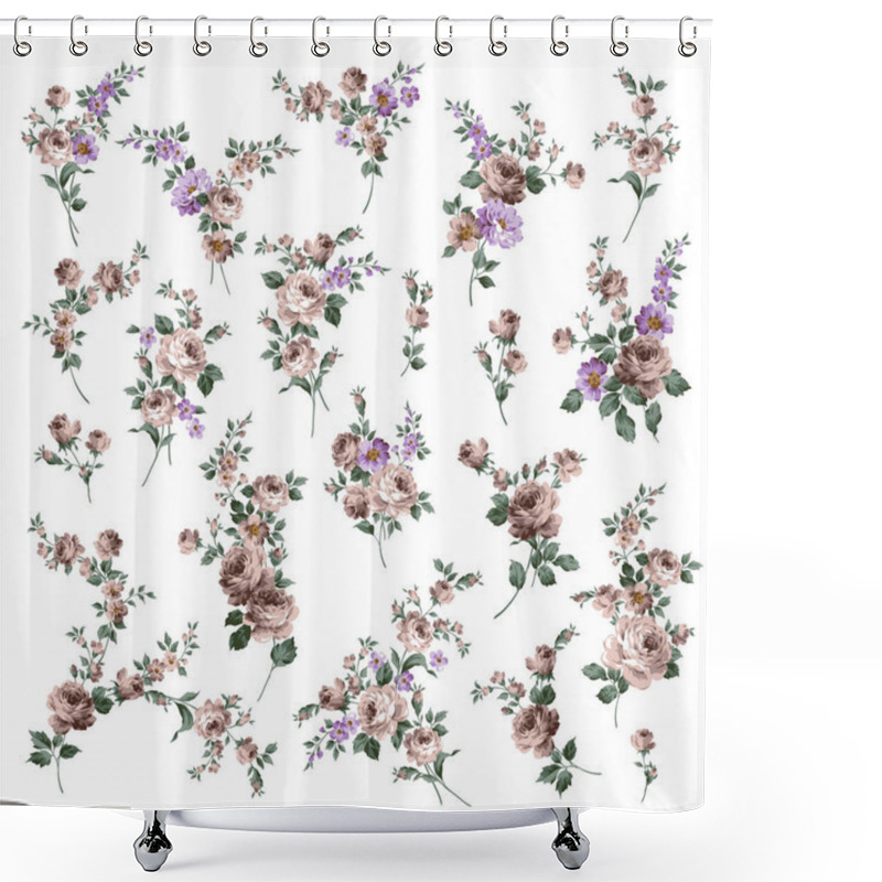 Personality  Beautiful Rose Illustration Material Collection, Shower Curtains