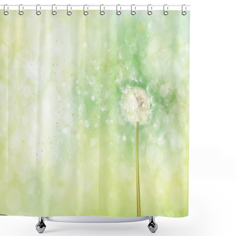 Personality  Vector Spring Bokeh Background With White Dandelion. Shower Curtains