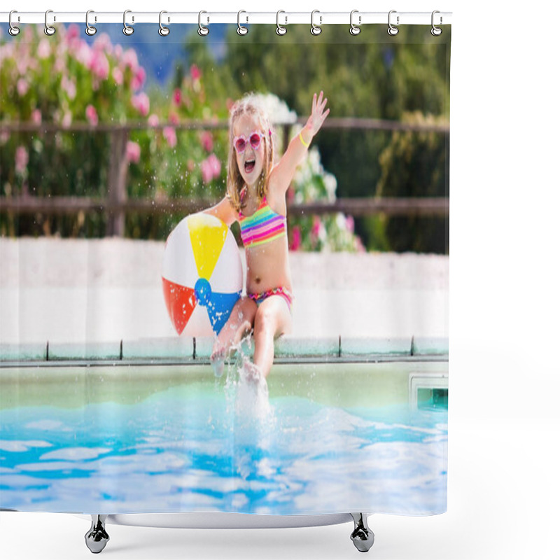 Personality  Child In Swimming Pool On Summer Vacation Shower Curtains