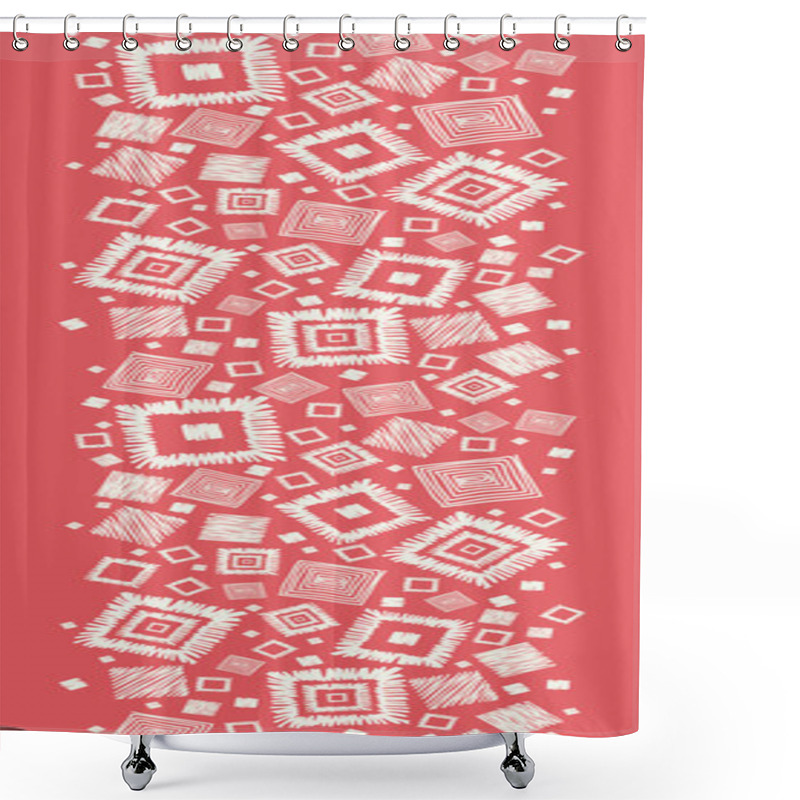 Personality  Geometric Squares Texture Vertical Seamless Pattern Border Shower Curtains