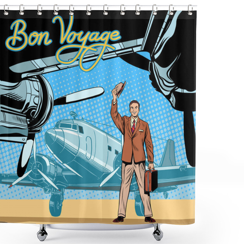 Personality  Businessman Meets Or Accompanies Departure Aircraft Shower Curtains