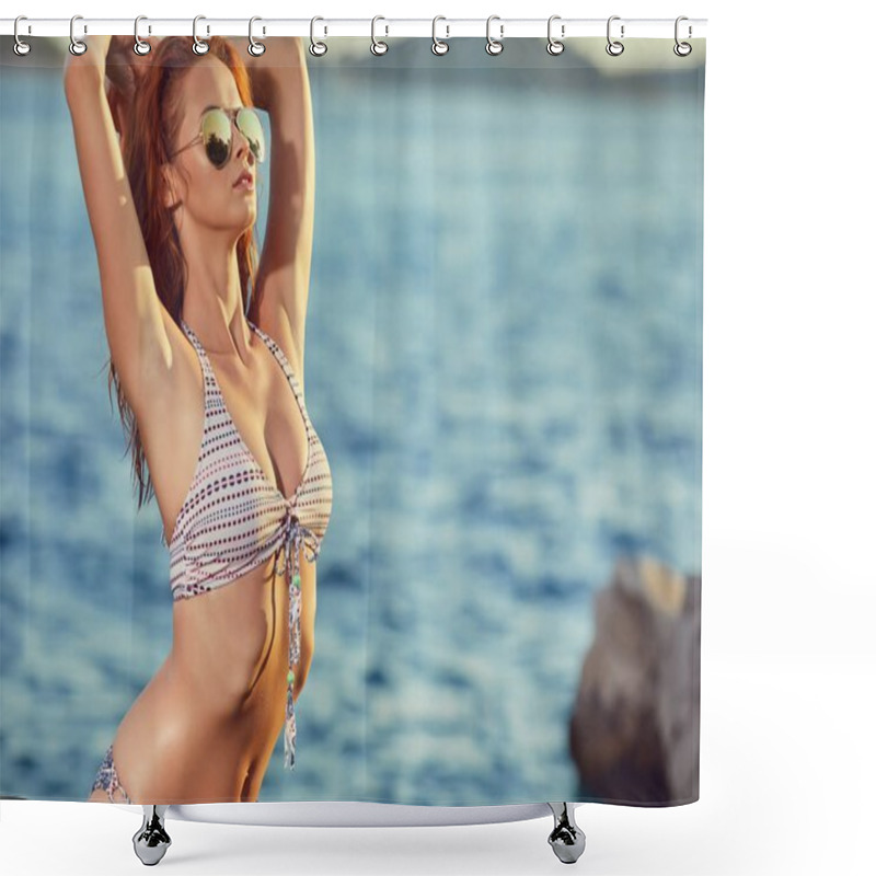 Personality  Pretty Beautiful Woman In Swimwear  Shower Curtains