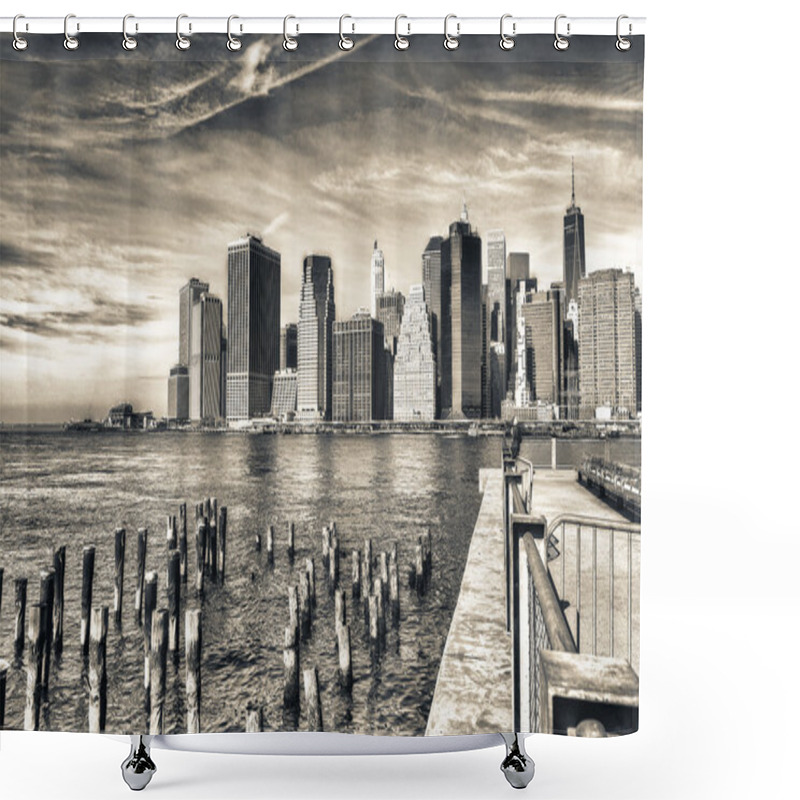 Personality  Beautiful View Of Downtown Buildings, New York City Shower Curtains