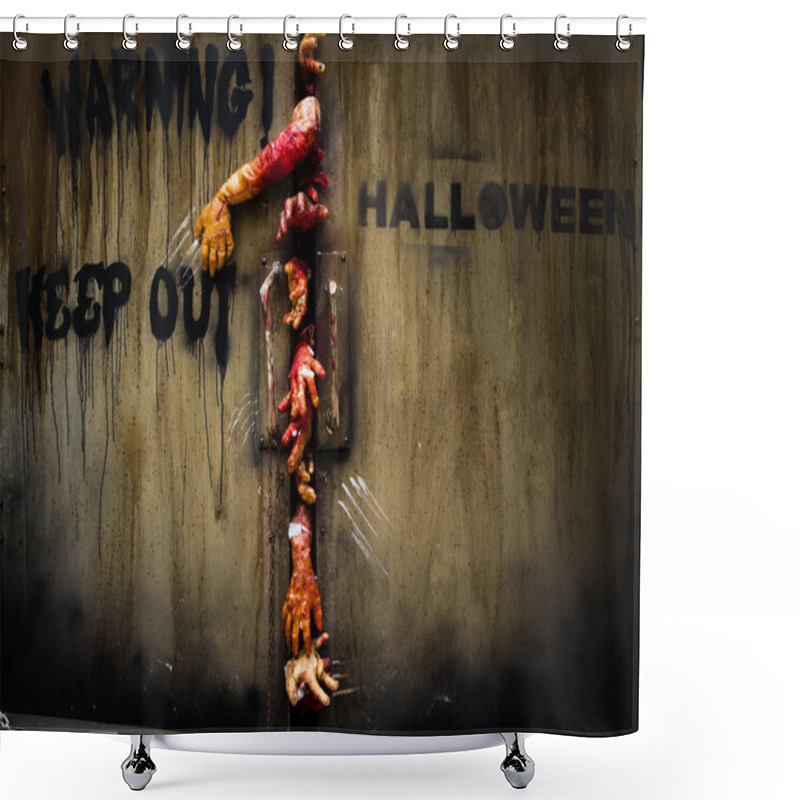 Personality  Zombie Hand Through The Door, Useful For Some Halloween Concept Shower Curtains