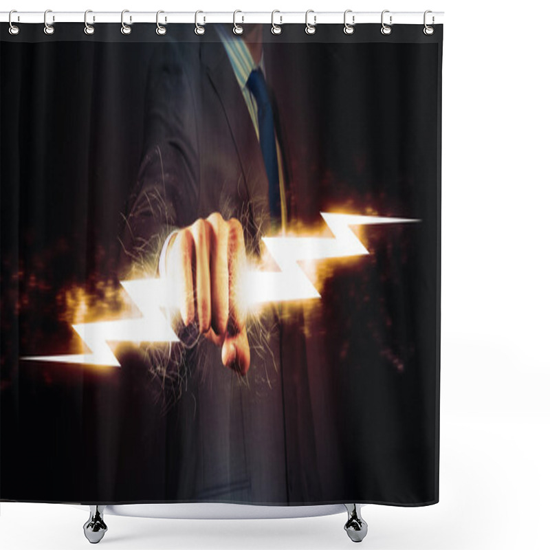 Personality  Power In Hands Shower Curtains