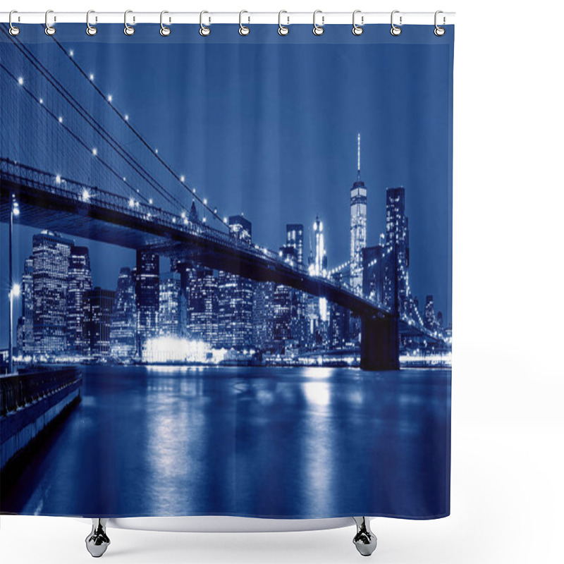 Personality  Brooklyn Bridge At Night, New York, USA Shower Curtains