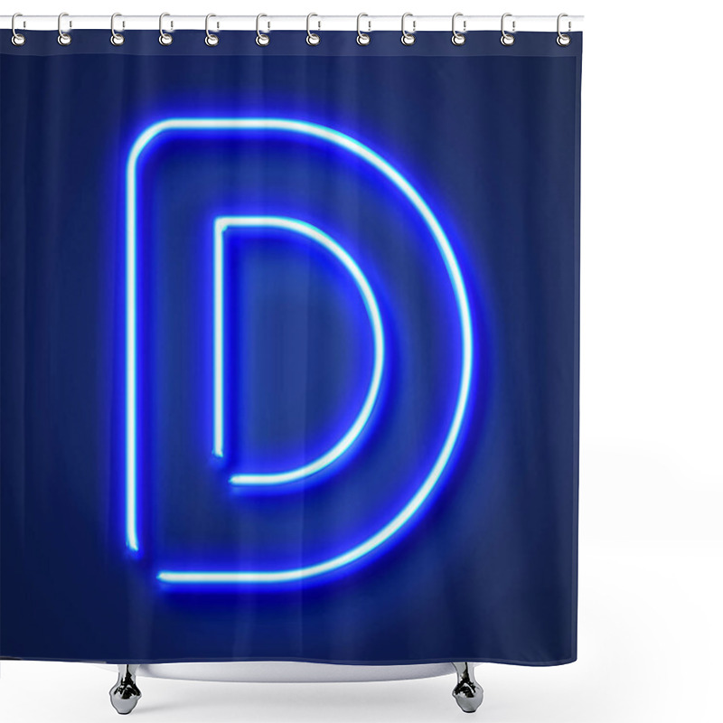 Personality  Letter D Realistic Glowing Blue Neon Letter Against A Blue Backg Shower Curtains